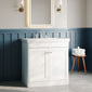 Nuie Classique 800mm Floor Standing 2-Door Unit & 3TH Basin - Satin White - welovecouk