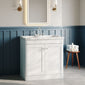 Classique 800mm Floor Standing 2-Door Unit & Basin 1TH - Satin White - welovecouk