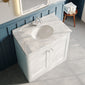 Classique 800mm Floor Standing 2-Door Unit & Marble Top 1TH - Satin White - welovecouk
