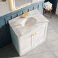 Classique 800mm Floor Standing 2-Door Unit & Marble Top 1TH - Satin White - welovecouk
