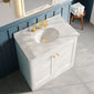 Classique 800mm Floor Standing 2-Door Unit & Marble Top 3TH - Satin White - welovecouk