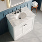 Classique 800mm Floor Standing 2-Door Unit & Marble Top 3TH - Satin White - welovecouk