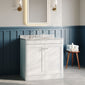 Classique 800mm Floor Standing 2-Door Unit & Marble Top 3TH - Satin White - welovecouk