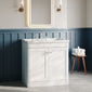 Classique 800mm Floor Standing 2-Door Unit & Basin 3TH - Satin White - welovecouk