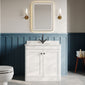 Classique 800mm Floor Standing 2-Door Unit & Marble Top 1TH - Satin White - welovecouk