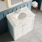 Classique 800mm Floor Standing 2-Door Unit & Marble Top 1TH - Satin White - welovecouk