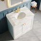 Classique 800mm Floor Standing 2-Door Unit & Marble Top 1TH - Satin White - welovecouk