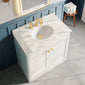 Classique 800mm Floor Standing 2-Door Unit & Marble Top 3TH - Satin White - welovecouk