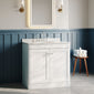 Classique 800mm Floor Standing 2-Door Unit & Marble Top 3TH - Satin White - welovecouk