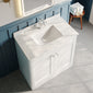 Classique 800mm Floor Standing 2-Door Unit & Marble Top 1TH - Satin White - welovecouk