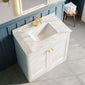 Classique 800mm Floor Standing 2-Door Unit & Marble Top 1TH - Satin White - welovecouk