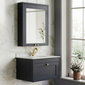 Farlow Shaker 600mm 2-Door Mirror Cabinet - Satin Soft Black