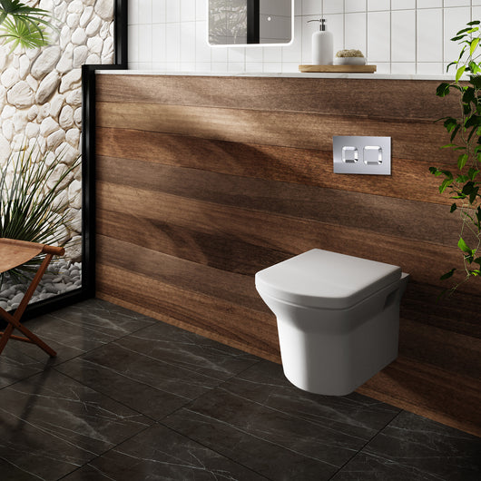  Maya Mid-Height Concealed Cistern Frames Wall Hung Pan with Soft Close Seat - Square Plate