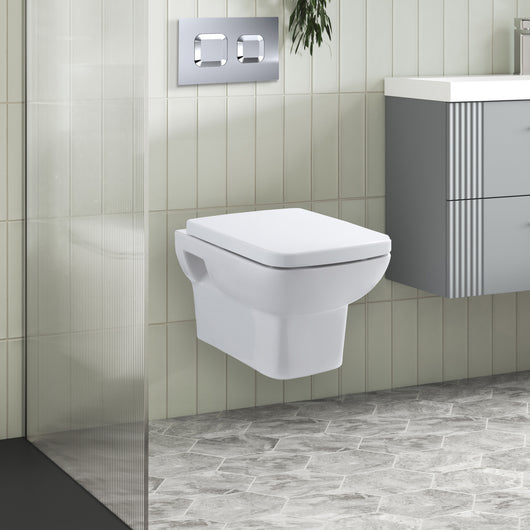  Arlo Concealed Cistern Frames Wall Hung Pan with Soft Closed Seat - Square Plate