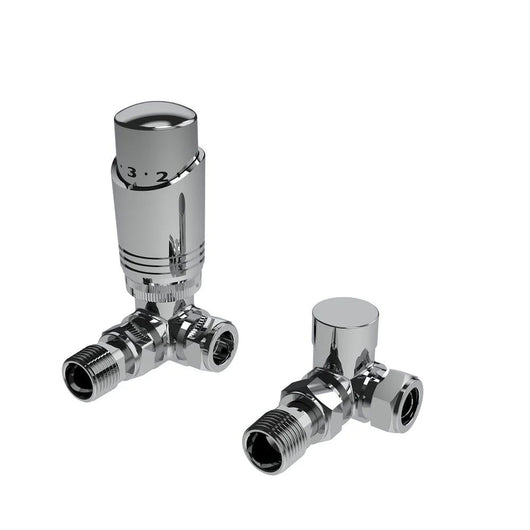  Modal Thermostatic Corner Radiator Valve and LockShield - Chrome