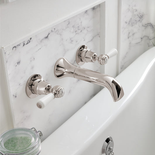  BC Designs Victrion Lever 3-Hole Wall Bath Filler With Spout - Nickel