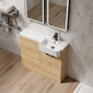 Calver 1000mm Combination Unit & Semi Recessed Round Basin - Bleached Oak