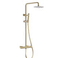 Messis Round Cool Touch Exposed Rigid Riser Thermostatic Shower Set - Brushed Brass
