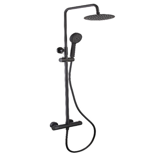  Messis Round Cool Touch Exposed Rigid Riser Thermostatic Shower Set - Black