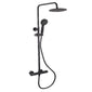 Messis Round Cool Touch Exposed Rigid Riser Thermostatic Shower Set - Black