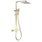 Mino Cool Touch Exposed Rigid Riser Square Thermostatic Shower Set - Brushed Brass