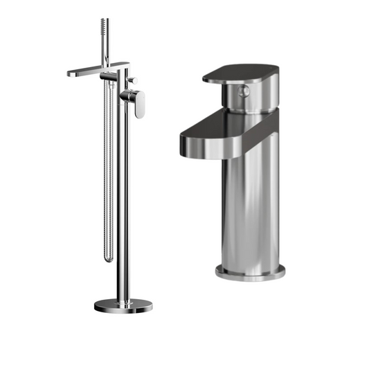  Nuie Binsey Freestanding Bath Shower Mixer + Brayden Chrome Mono Basin Pack