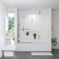 Shower Straight 1700 x 750 Bath with Chrome Square Bath Screen with Rail - welovecouk