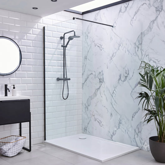  SDG Alumen Black Enclosure with Walk-in Shower Tray - 1200x700