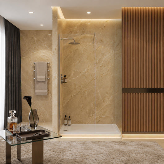  SDG Alumen Brushed Nickel Enclosure with Walk-in Shower Tray - 1200x700