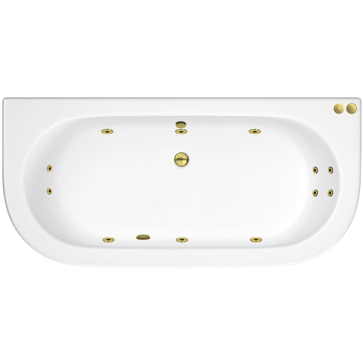  Curved Back To Wall Whirlpool Hydrotherapy Bath - 1700 x 750mm - welovecouk