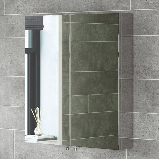  Cordis Stainless Steel Bathroom Mirror Cabinet (2-Door) 670 x 600mm