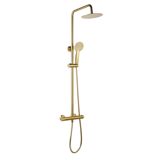  EQUATE Round Thermostatic Dual Shower Set - Brushed Brass