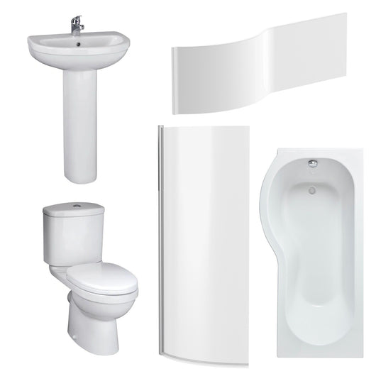  EVO 1600mm P Shape Shower Bathroom Suite