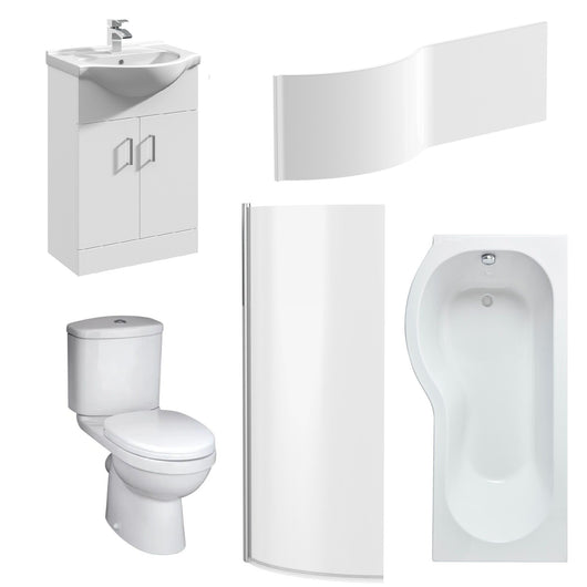  EVO Vanity 1600mm P Shape Shower Bathroom Suite