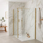 SDG Alumen Brushed Brass Enclosure with Walk-in Shower Tray - 1700x700 (Front Waste Position)
