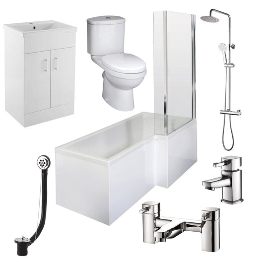  Evo 1500 L Shaped Vanity Complete Shower Bathroom Suite