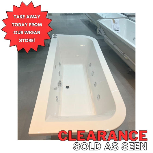  Shingle Double Ended Curved Back To Wall Whirlpool Bath Ex-Display at Wigan Store