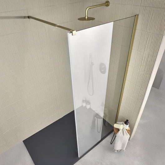  Vetro 8mm Easy Clean Glass for Wetrooms & Walk In Showers 1950 x 1200mm - Brushed Brass