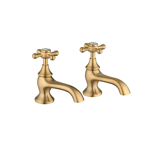  Edwardian Basin Taps – Brushed Brass - welovecouk