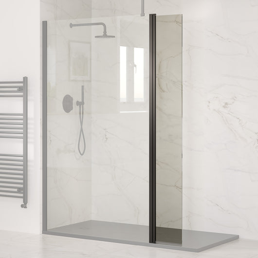  Owen & Oaks Walk-In Flipper Panel – Clear Glass Matt Black