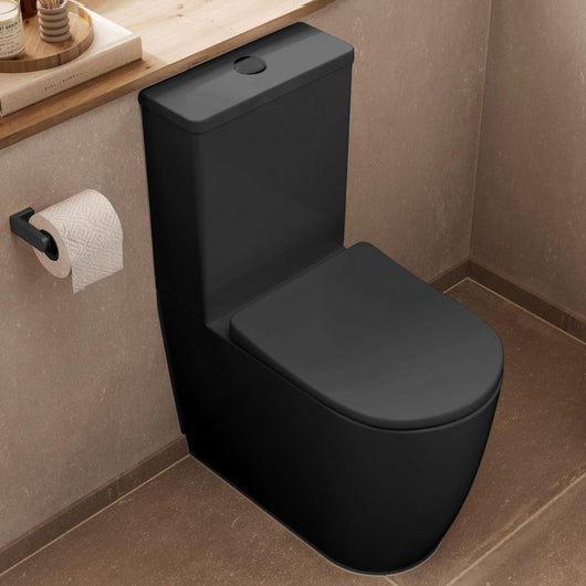  Adella Fully Back to Wall Toilet Set with Soft Close Seat - Matt Black - welovecouk