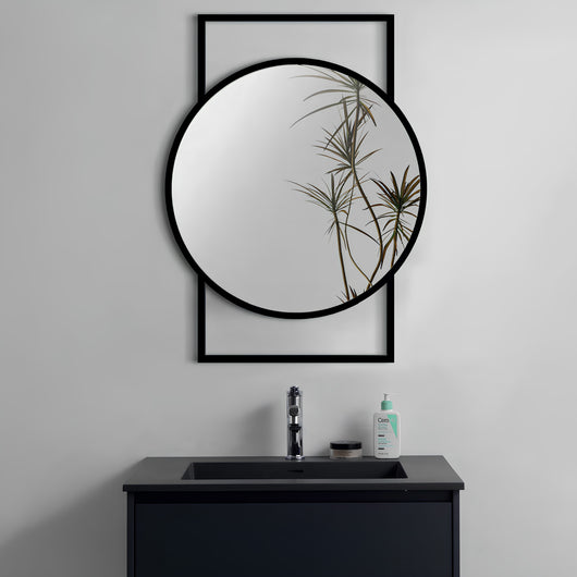  Holborn Deco Framed Mirror 650 x 1000 - Matt Black - welovecouk