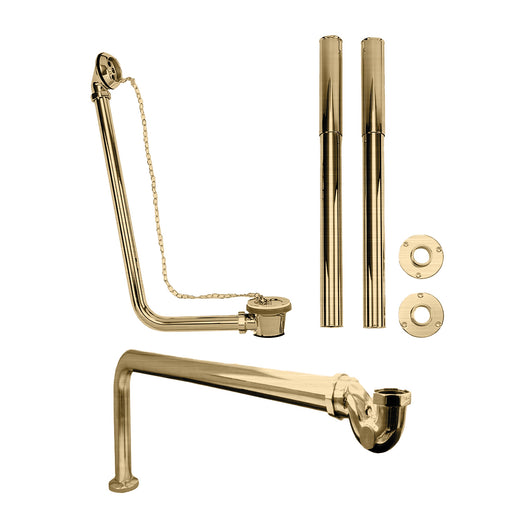  Hatton Pop up waste Kit (waste, P trap, Telescopic pipe shrouds)-exposed - Brushed Brass - welovecouk