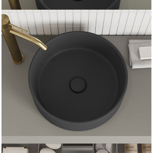  Frontline Royo Dai 360mm Round Sun Countertop Ceramic Basin - Matt Black