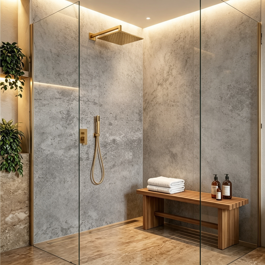  SDG Waterproof PVC Wall Panel 2400 x 1000 x 10mm - Silver Retro Metallic (Gloss)