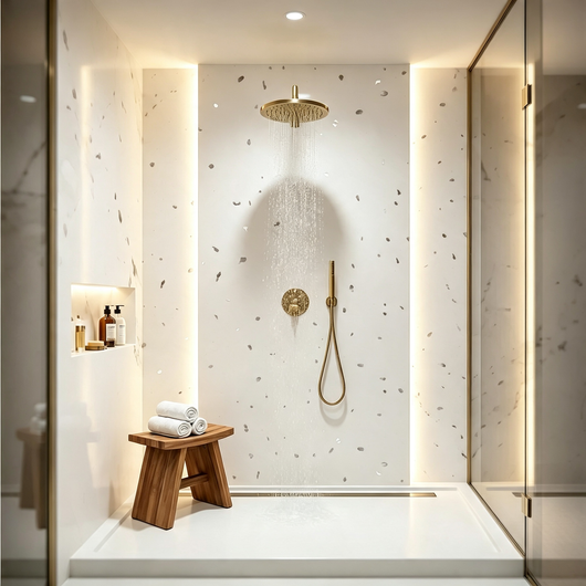  SDG Waterproof PVC Wall Panel 2400 x 1000 x 10mm - Arctic Sparkle White (Gloss)