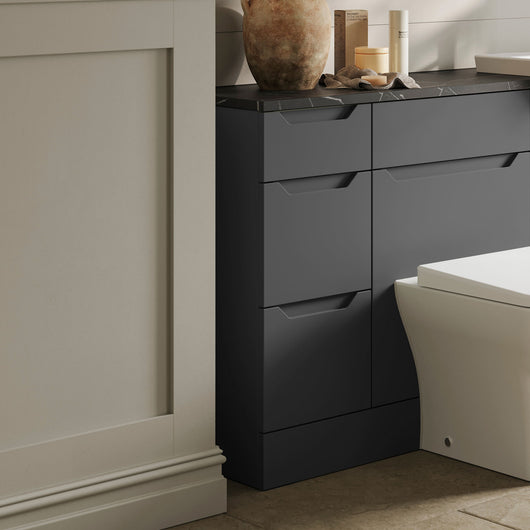  Gressin Handless Floor Standing 300mm 3-Drawer Unit (353 Depth) - Soft Black