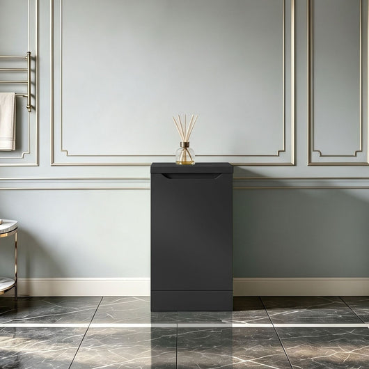  Gressin Handless Floor Standing 400mm 1-Door Base Unit (353 Depth) - Soft Black