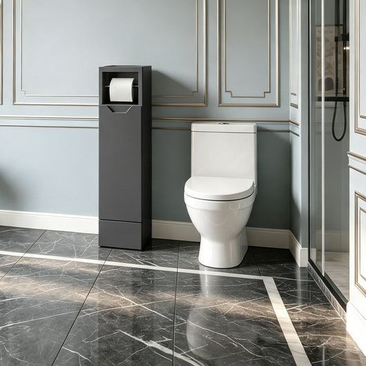  Gressin Handless Floor Standing 200mm Toilet Roll Unit (235 Compact Depth) - Soft Black