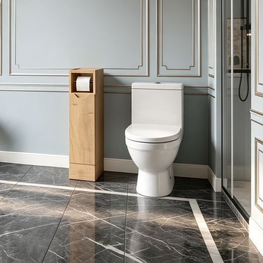  Gressin Handless Floor Standing 200mm Toilet Roll Unit (235 Compact Depth) - Autumn Oak